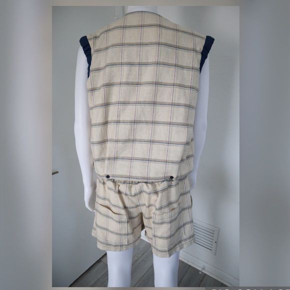 Handmade Mens Swimsuits Bathing Suit Swim Trunk Plaid with Matching Vest L - Picture 8 of 13